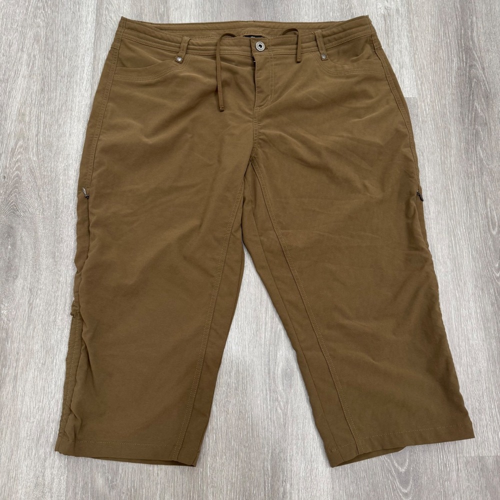 Women's Stretch Cargo Capris in Olive Brown - Comfortable Everyday Fit